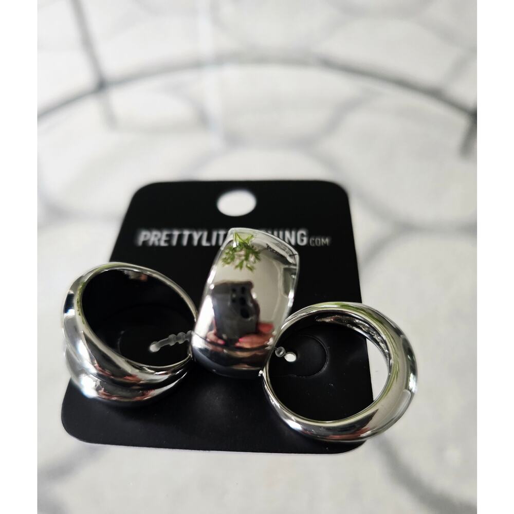 🌴 Pick 3 For $15 PrettyLittleThing Silver Ring Trio Set M/L 8/9